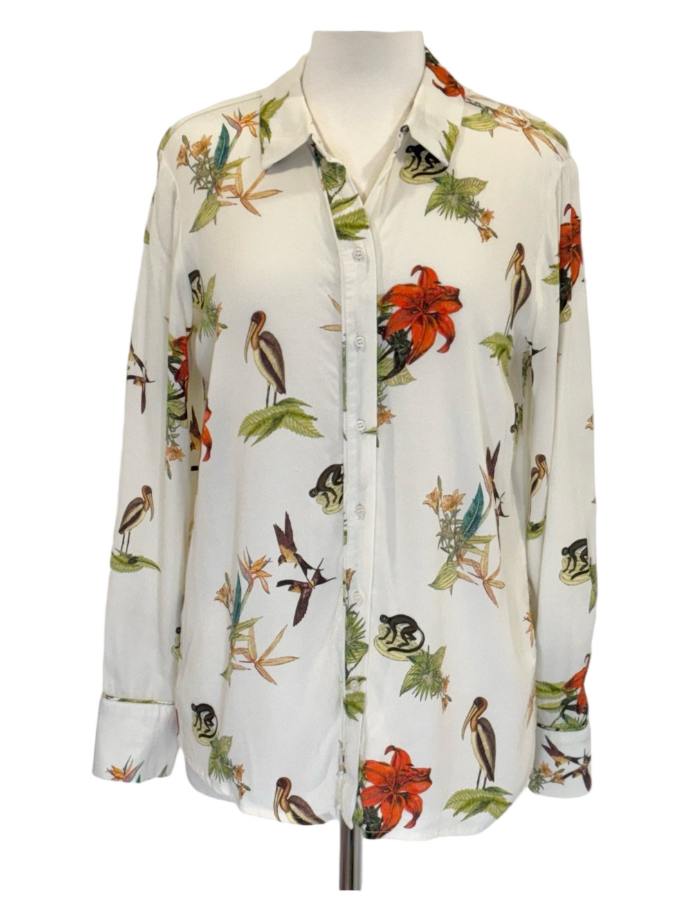 Yaya cream floral and animal blouse